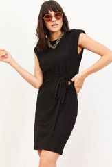 Qadın üçün beli kəmərli don qara 10061032