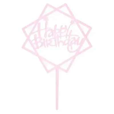 Топпер «С днём рождения», акрил, цвет нежно-розовый