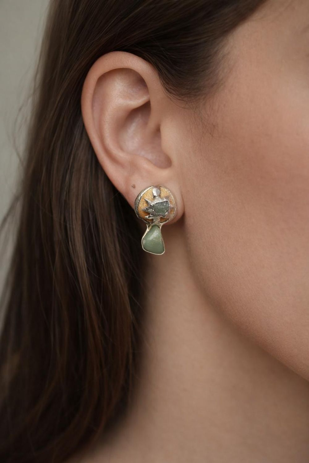 Cерьги Reglow Lab prickle Pr-Er-6 нефрит галька