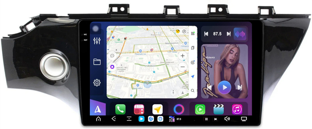 Магнитола для KIA Rio 4, Rio X-Line 2017-2020 (рамка с кнопкой) - FarCar GX1105M монитор 10.36" 2K QLED на Android 14, TS20, 6+128Гб, CarPlay, 4G SIM-слот