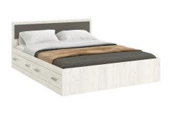 Кровать Рига с ящиками 160х200, белый/графит