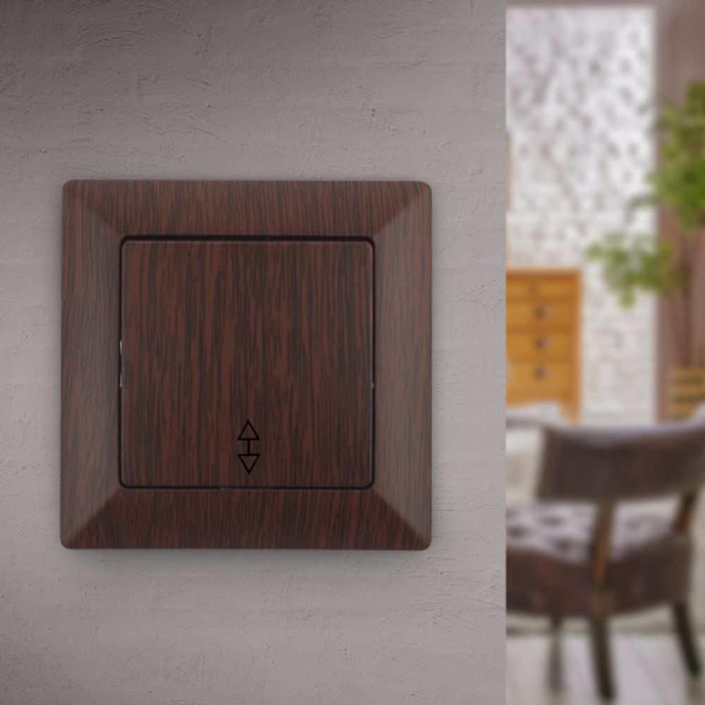 Переключатель Intro Solo 4-103-10 одноклавишный 10А-250В, IP20, СУ, венге