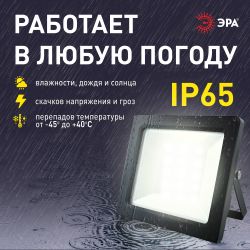 Прожектор светодиодный уличный ЭРА LPR-042-3-65K-050 50Вт 6500К 4000лм IP65 с встроенным фотореле | Прожекторы Стандарт