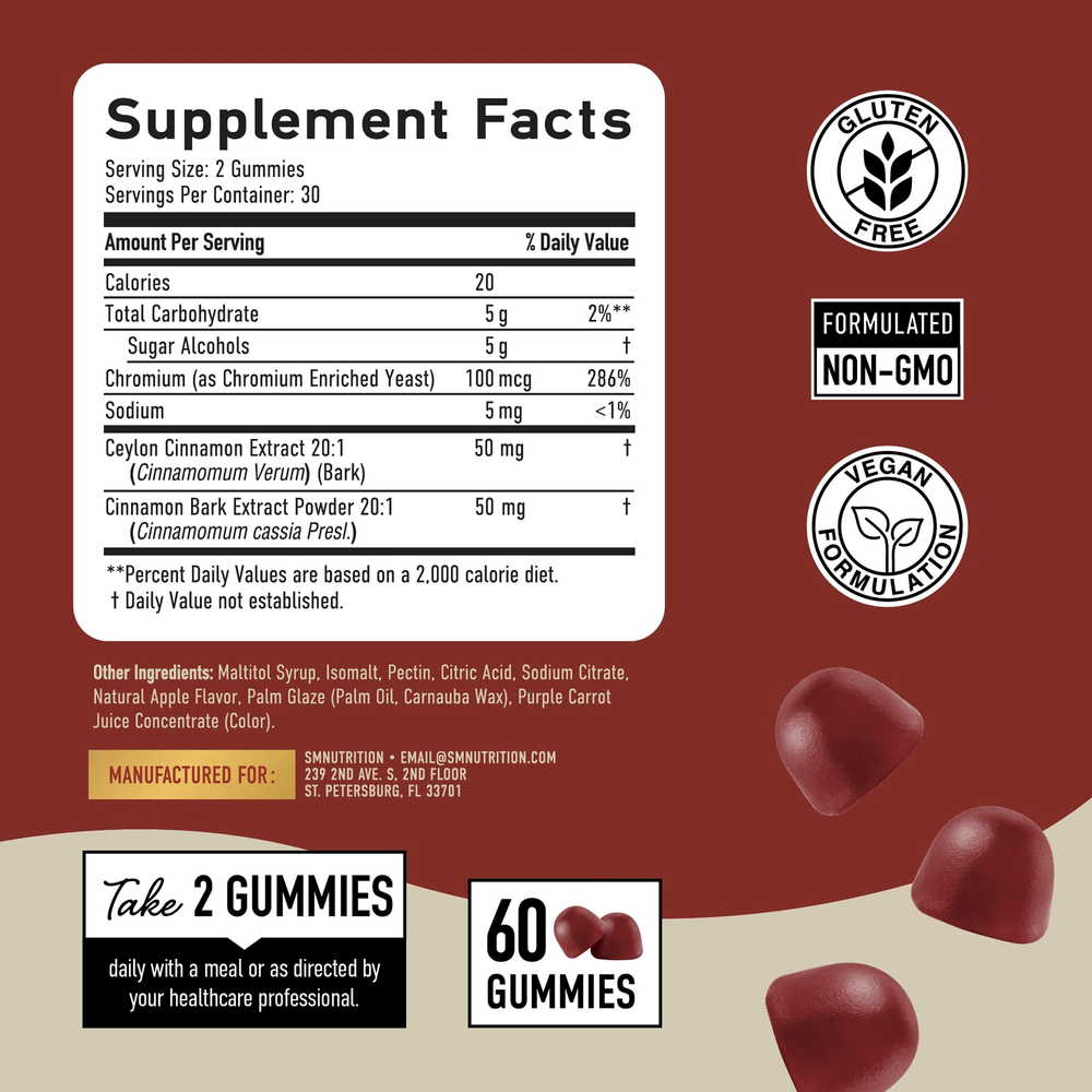 SMNutrition, жевательные таблетки с корицей, яблочный пирог с корицей, 60 жевательных таблеток