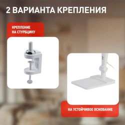 Настольный светильник ЭРА NLED-497-12W-W светодиодный на струбцине и с основанием белый