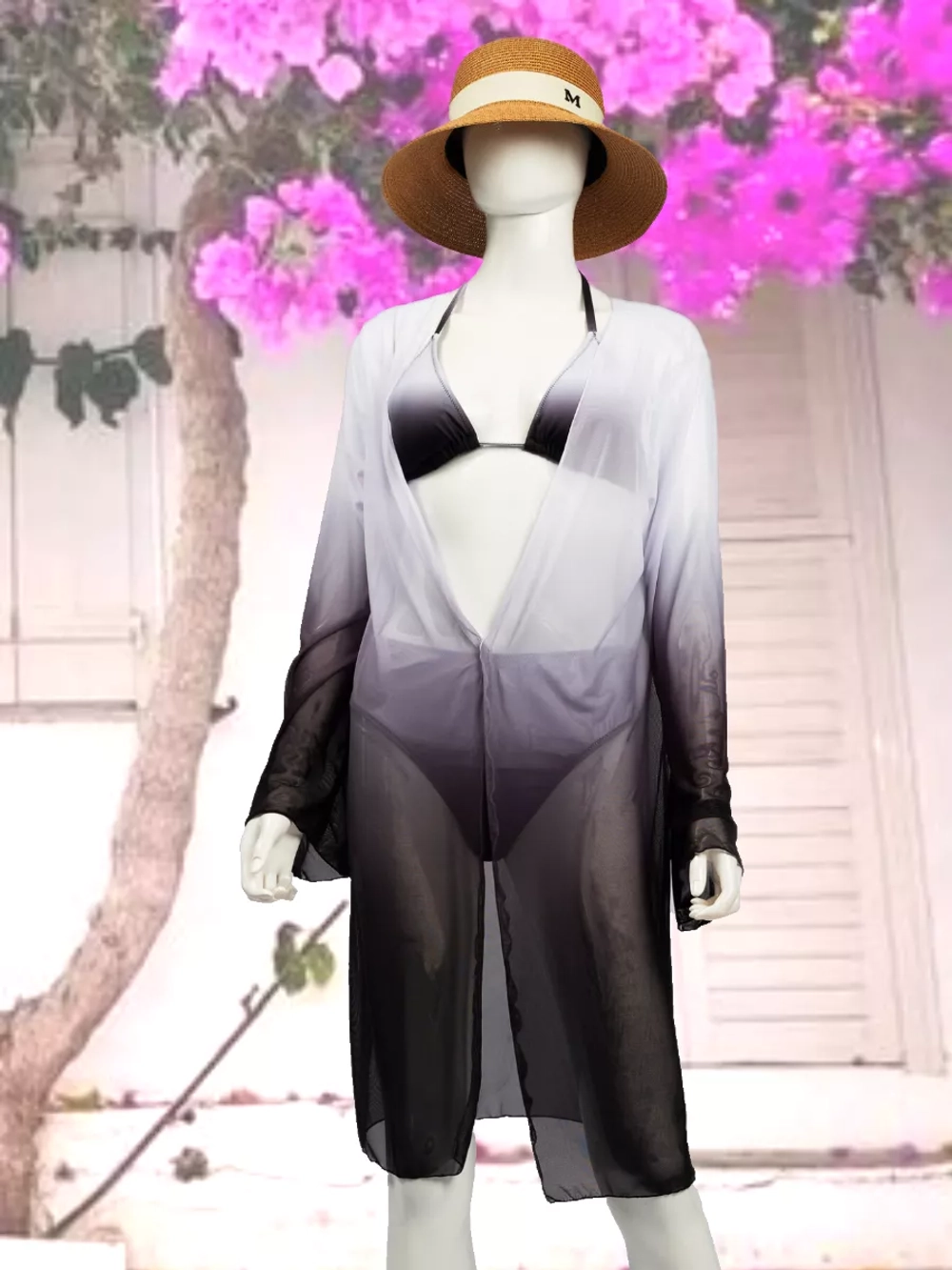 купальник раздельный 3 в 1 на завязках с туникой удлиненная