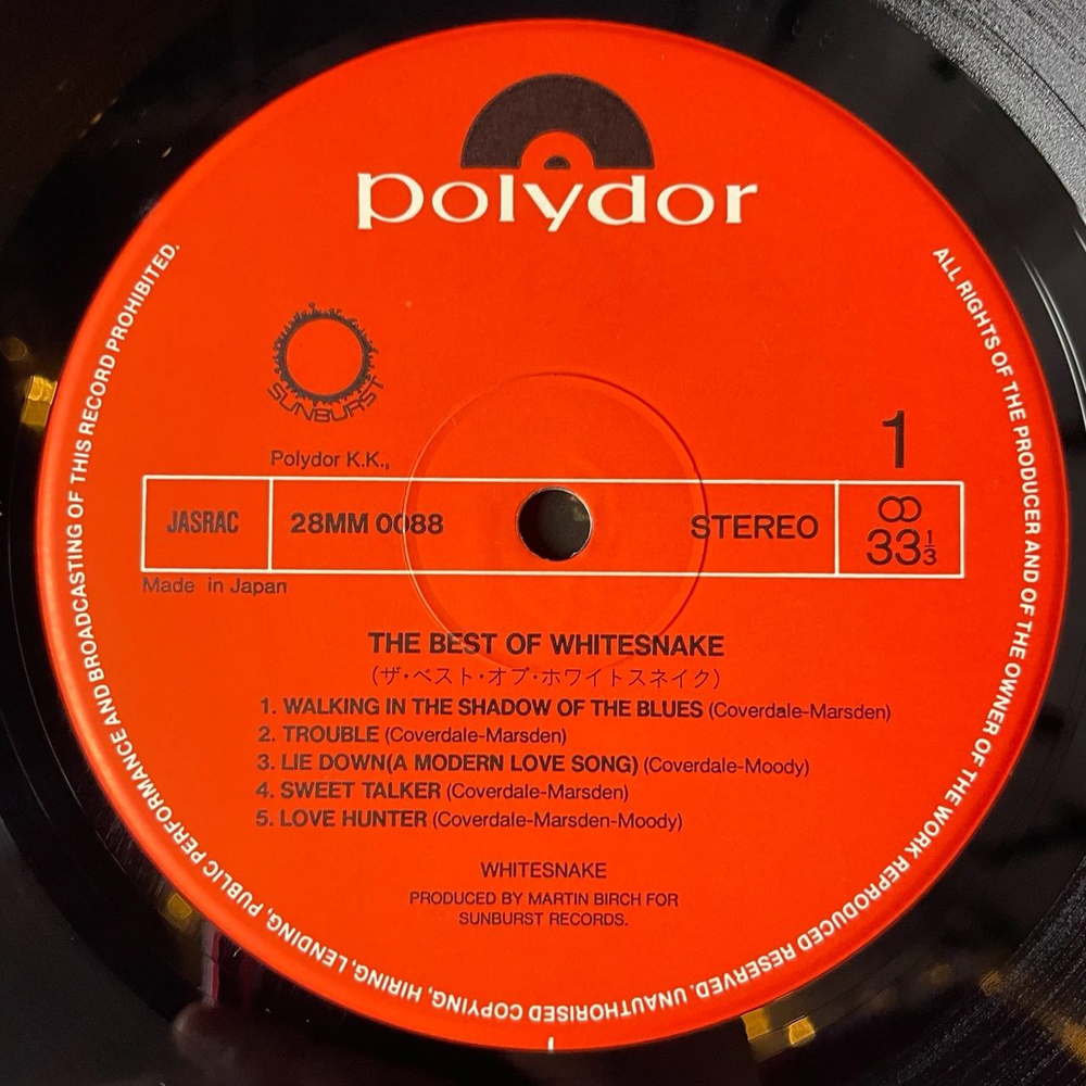 Винтажная виниловая пластинка LP The Best Of Whitesnake (Japan 1981) (Obi) Love Hunter