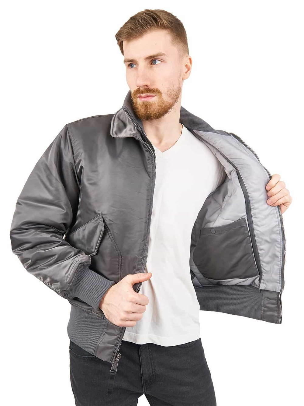 Куртка Бомбер - Aviator Apolloget (серая - gun grey)