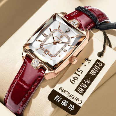 Часы наручные женские кварцевые бордовый, серебристый