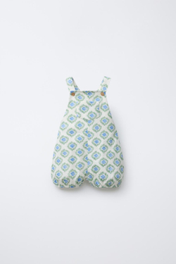 ZARA КОРОТКИЙ КОМБИНЕЗОН С ПРИНТОМ, СВЕТЛЫЙ ЭКРЮ