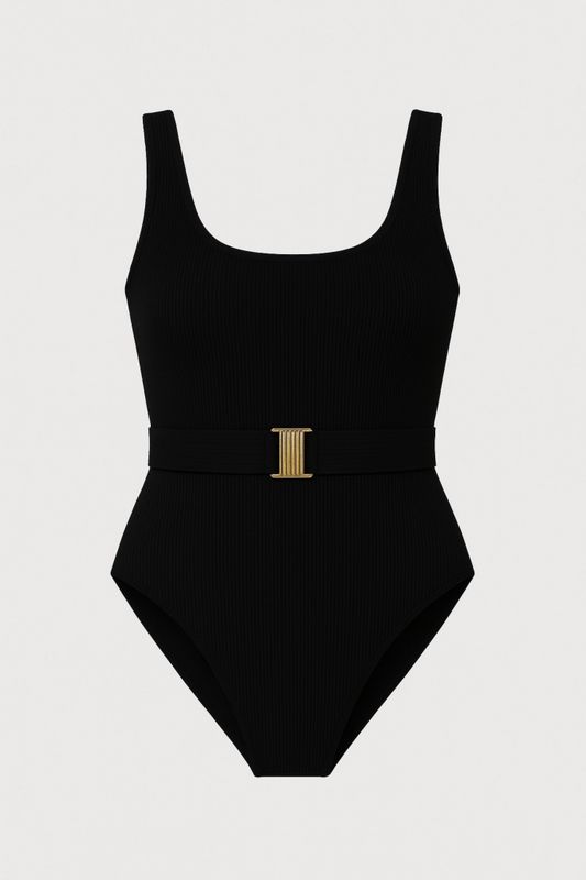 Купальник с поясом, черный