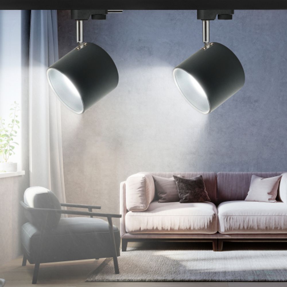 Трековый светильник однофазный ЭРА TR15 GX53 BK/SL под лампу черный/серебро