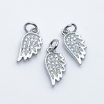 Подвеска Крыло, цвет серебро, фианиты, размер 14*7 мм, цена за 1 шт