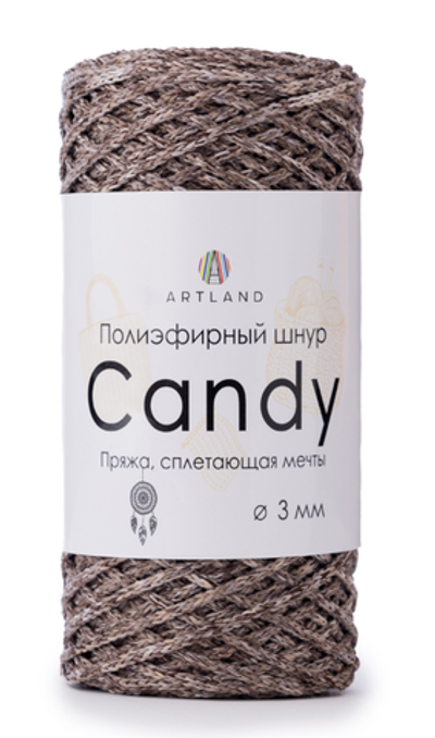 Полиэфирный шнур Candy 3 мм, 200 гр, 100м, т. бежевый микс
