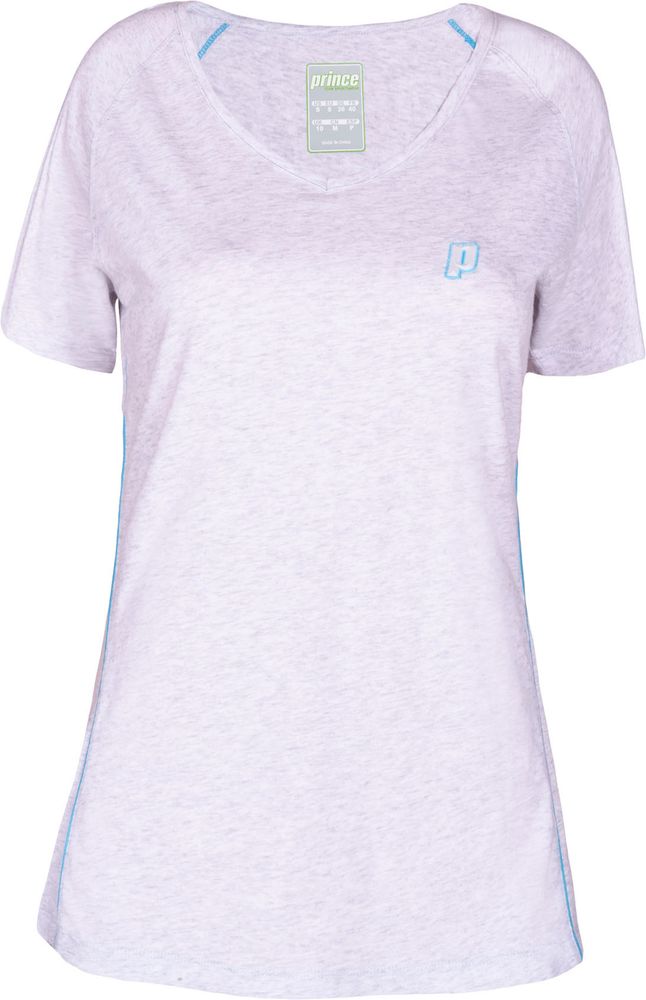 Женская теннисная футболка Prince V-Neck T-shirt - grey/azure