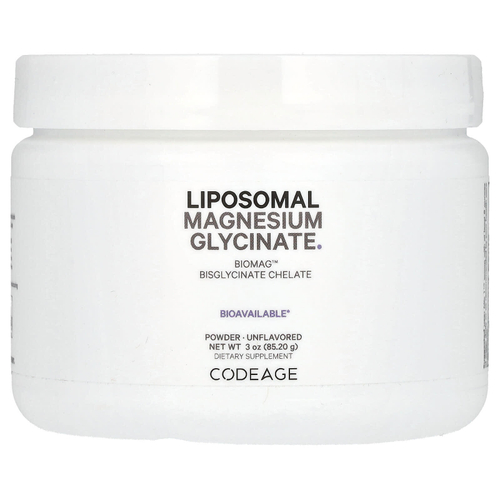 Codeage, липосомальный глицинат магния в порошке, без вкусовых добавок, 85,2 г (3 унции)