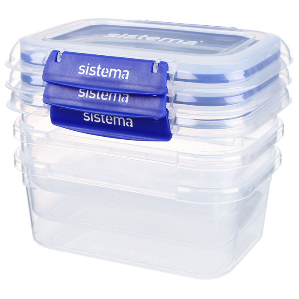 Набор контейнеров 3шт 1л Sistema Klip It+ синий