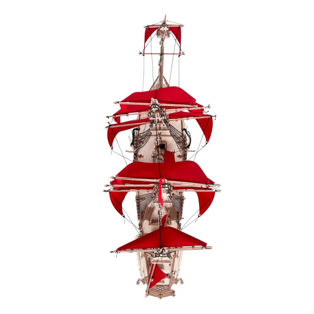 Корабль "Утренняя Звезда" (Lemmo). Красные паруса, Сборная модель, деревянный конструктор, 3D пазл, подарки, хобби, короблестроение, судомоделизм, алые паруса