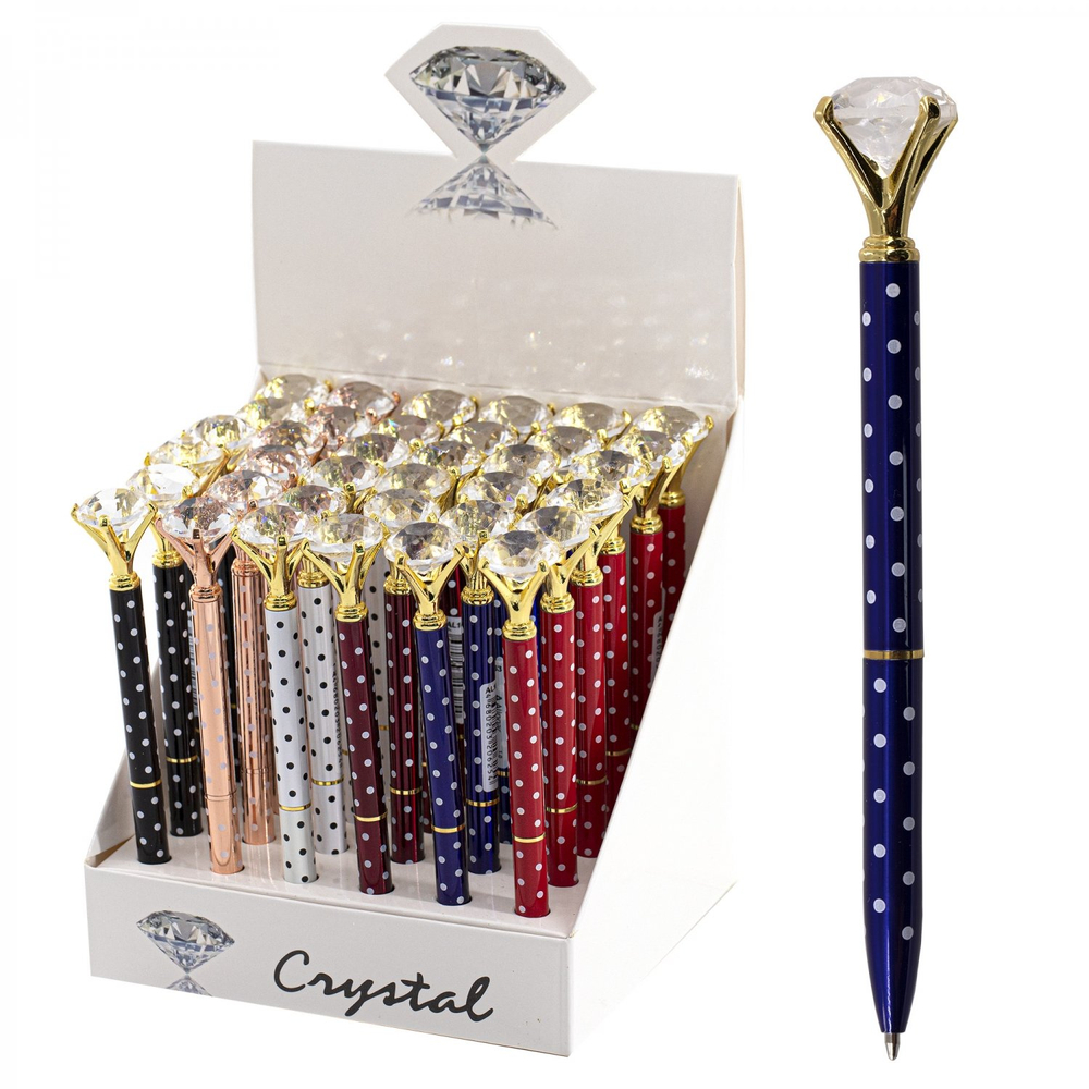 Ручка подарочная шариковая Alingar, синяя, 1.0 мм, металлический корпус, поворотный механизм, "Кристалл 2", ассорти, карт. уп.