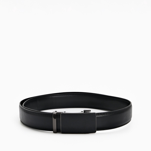 Ремень мужской, натуральная кожа, пряжка автомат, чёрный