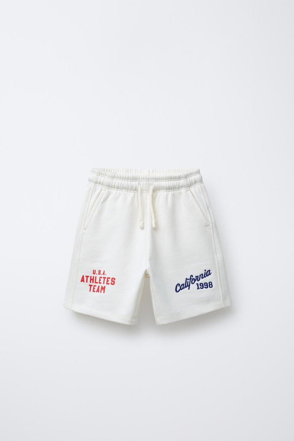 ZARA ШОРТЫ С ВЫШИТОЙ НАДПИСЬЮ, ЭКРЮ