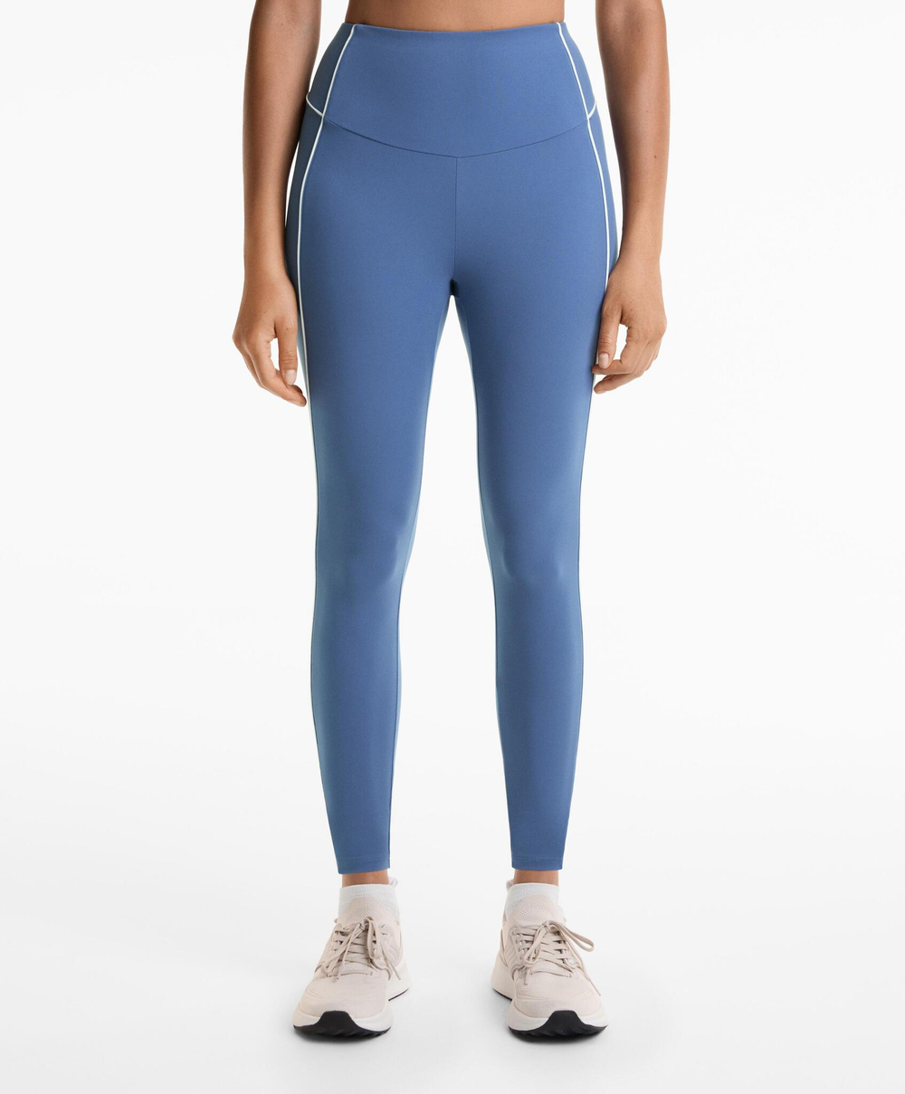 OYSHO Легинсы Comfortlux с высокой талией и окантовкой длиной 65 см до щиколотки, синий