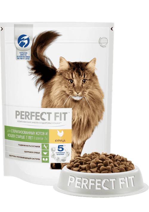 Сухой корм Perfect Fit Sterile 7+  для стерилизованных кошек старше 7 лет, с курицей, 650 г