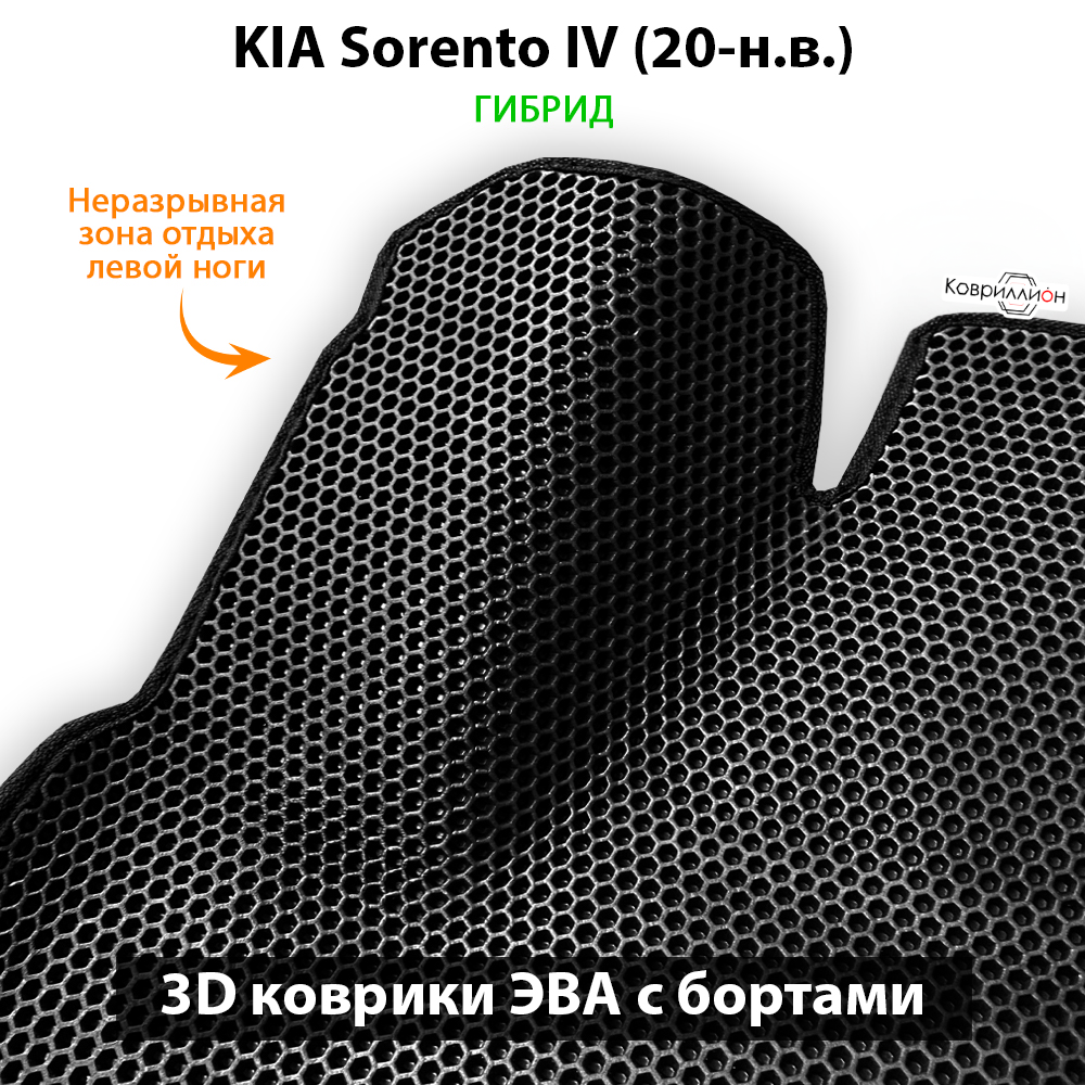 Автомобильные коврики ЭВА с бортами для KIA Sorento IV (20-н.в.) гибрид