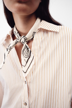 ZARA ХЛОПКОВАЯ БАНДАНА С ПРИНТОМ, ЭКРЮ