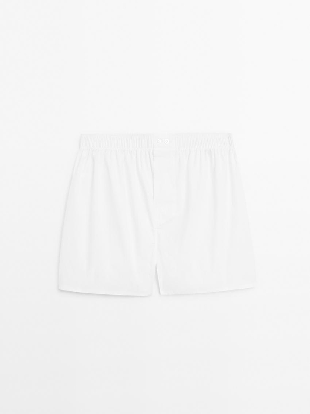 Massimo Dutti Однотонные трусы-боксеры из 100% хлопка, белый