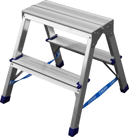 Стремянка СИБИН 2-х ступенчатая алюминиевая 38825-02