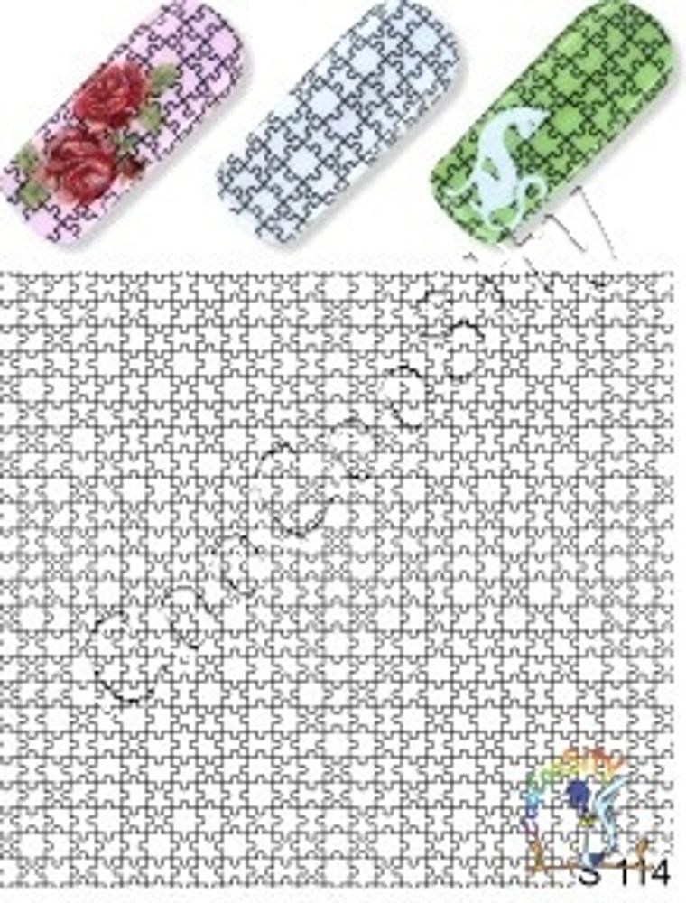 Слайдер-дизайн для ногтей узоры S 114 черный