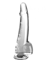 Прозрачный фаллоимитатор с мошонкой на присоске 10’’ Cock with Balls - 27,9 см. (Цвет: прозрачный)