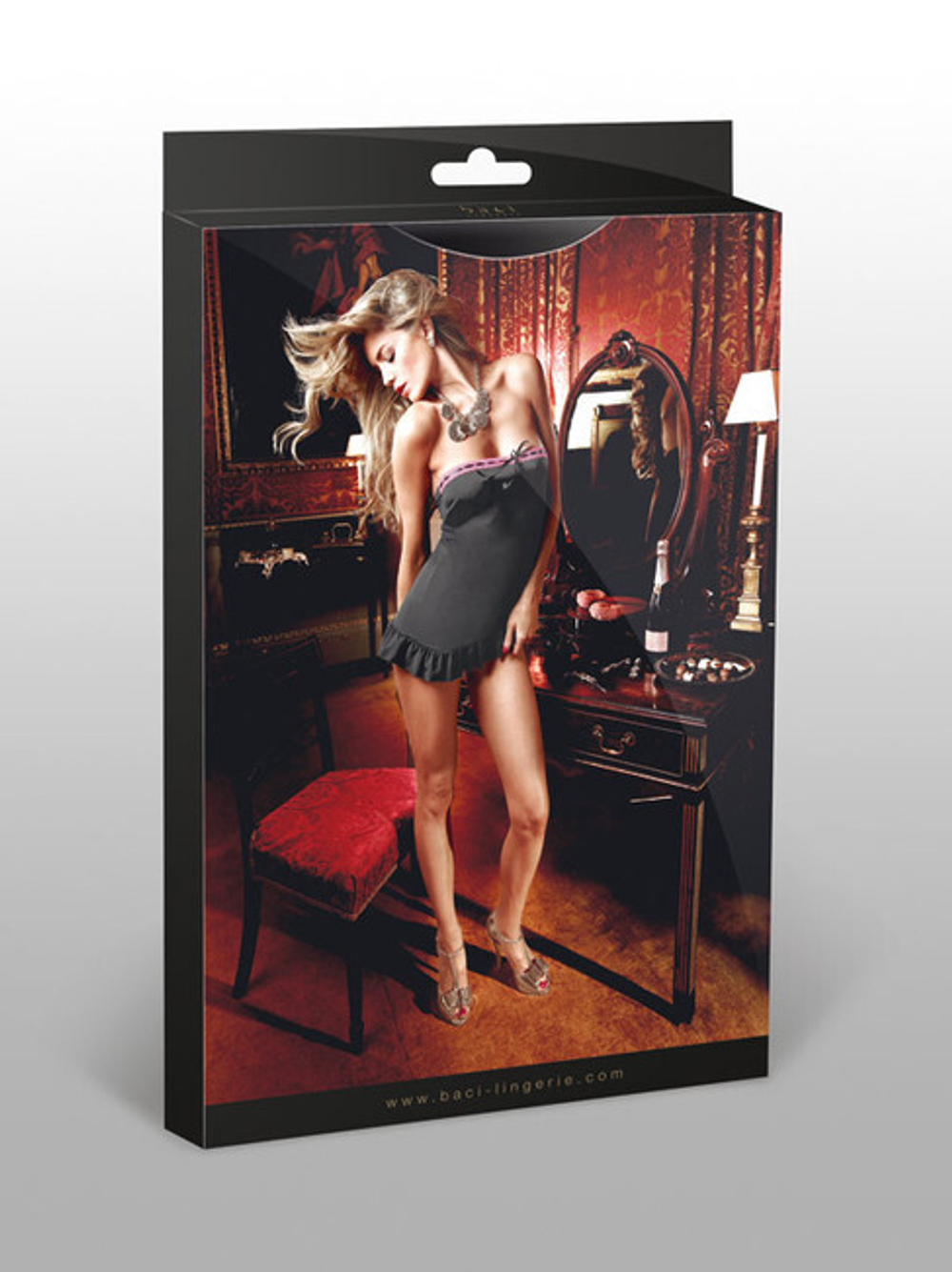 Мини-платье с кружевом SL (42-46) (Цвет: черный)