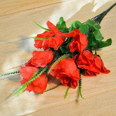 Цветы искусственные Роза букет 12шт 38см