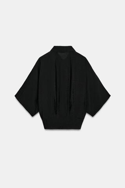 ZARA РУБАШКА С КОРОТКИМИ РУКАВАМИ И УЗЛОМ, ЧЕРНЫЙ