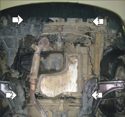 Усиленная защита Motodor картера двигателя, кпп. 2 мм, сталь. для Daewoo Nubira 1997-2003,Daewoo Nubira 2003-2008 арт.00504
