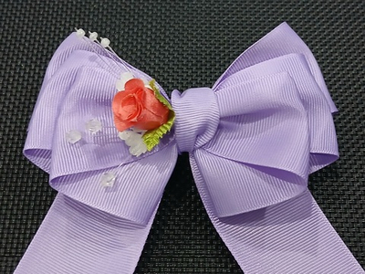 Бант 0033-25-1 Фиолетовый с розой