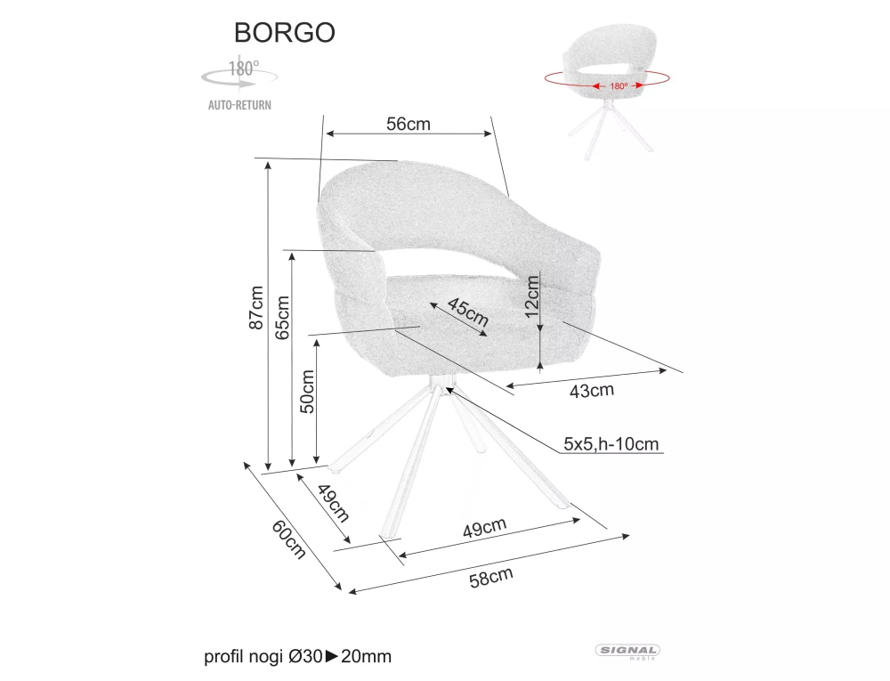Стул SIGNAL BORGO Raven 22 светло-бежевый/черный, поворотный