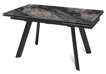 Стол "СТОУН" 140-220, керамика Venice Grey глянцевый , опоры черный муар