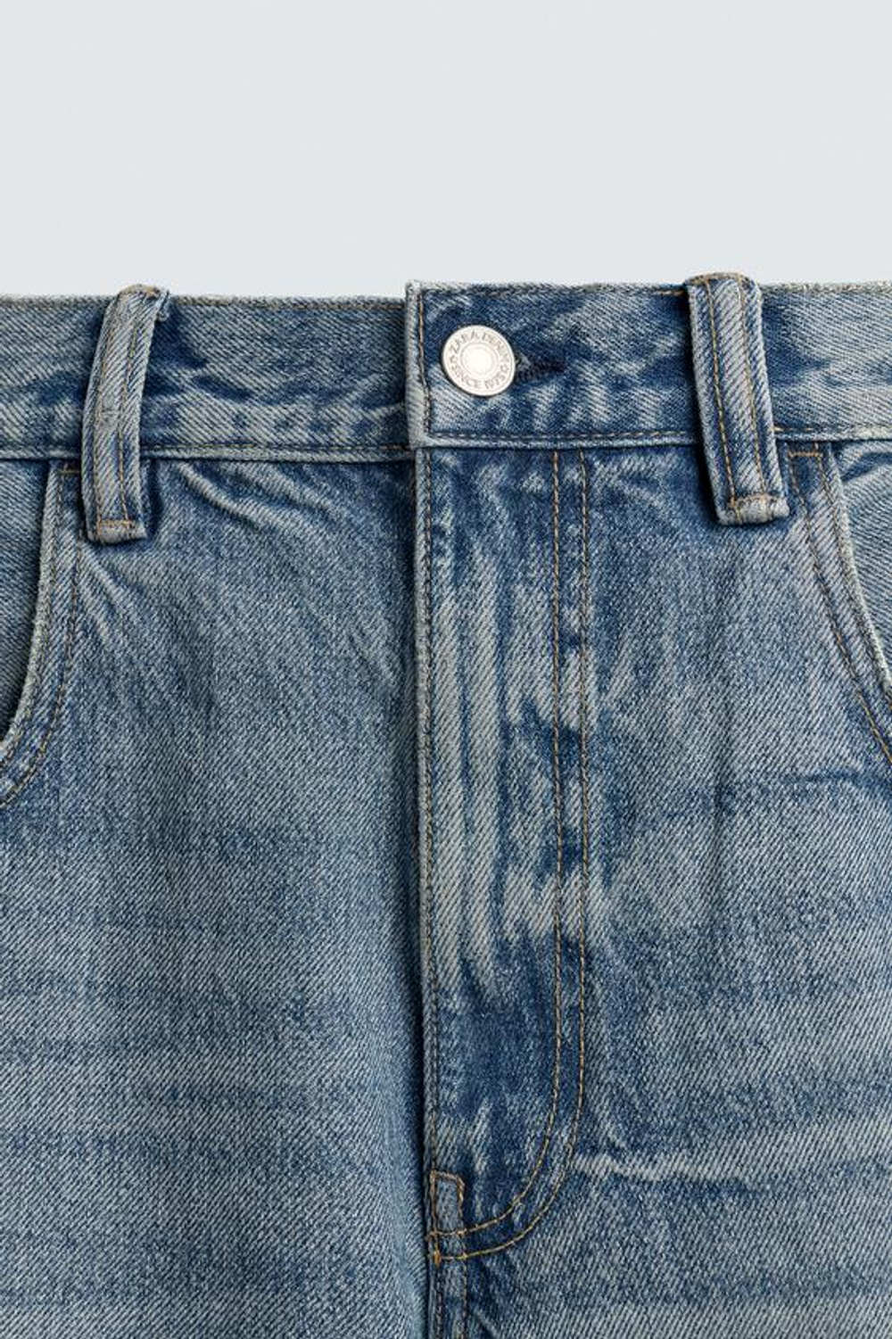 ZARA ДЖИНСОВЫЕ ШОРТЫ BAGGY FIT, ВЫЦВЕТШИЙ СИНИЙ