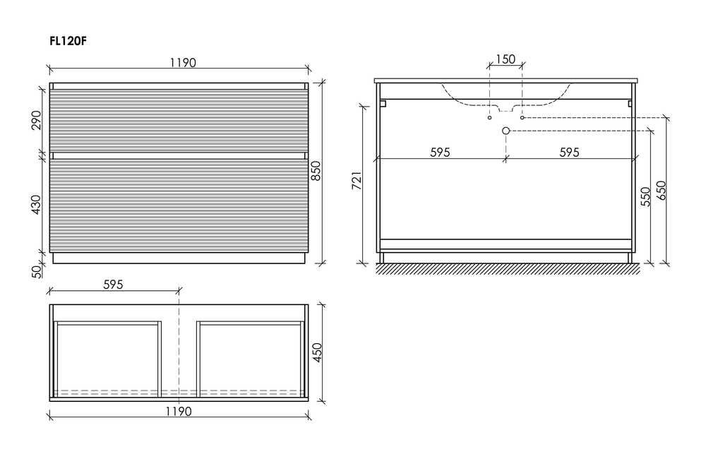 Тумба напольная SANCOS  Folk Floor 1190х445х850, c двумя ящиками оснащенными доводчиками, Grey soft, арт.FL120FGS