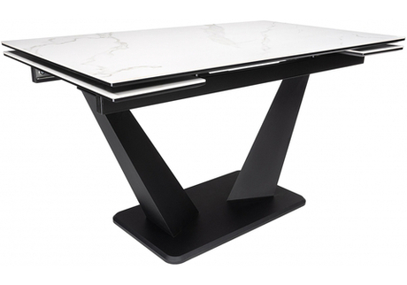 Керамический стол Woodville Кели 140(200)х80х76 белый, черный