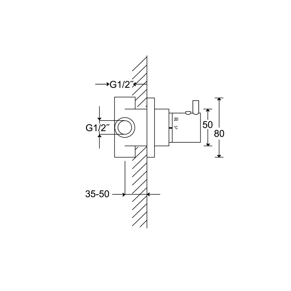 Steinberg Серия 100 Термостат 1/2“, встраиваемый, с регулировкой температуры, без регулировки расхода воды, в комплекте со скрытым корпусом, c уплотнительной манжетой Kerdi, c защитнoй крышкoй 80мм, хром 100 4210