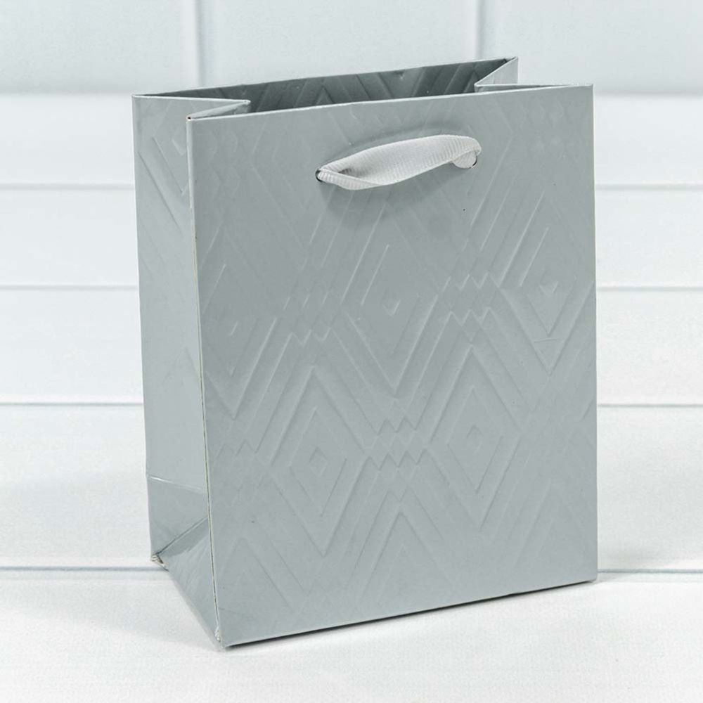 Пакет подарочный 12х15х7см Премиум "Элегант" (Серебряный)