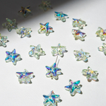 Подвеска в форме звездочки с продольным отверстием, оттенок "Зеленый", 15мм, акрил, покрытие AB