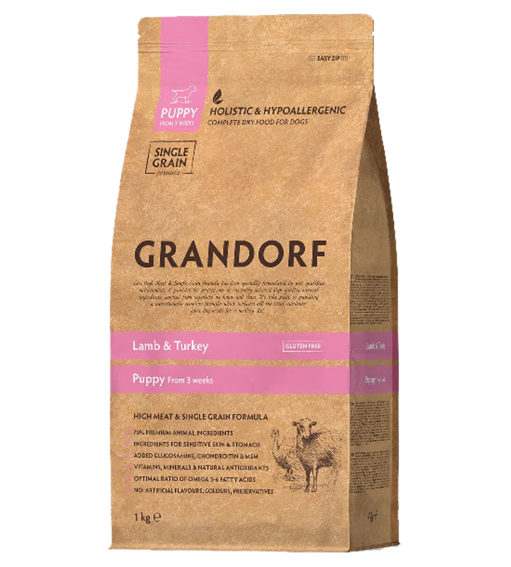 Grandorf Puppy Holistic для щенков от 3 недель ягненок с индейкой 1кг.