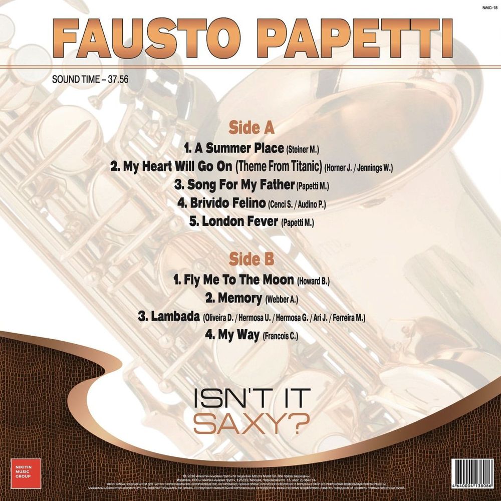 Fausto Papetti - Isn't It Saxy? Новая запечатанная виниловая пластинка + ПОДАРОК