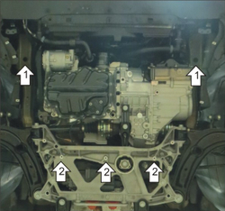 Усиленная защита Motodor картера двигателя, кпп. 2 мм, сталь. для Volkswagen Passat B8 2015-н.в. арт.02736