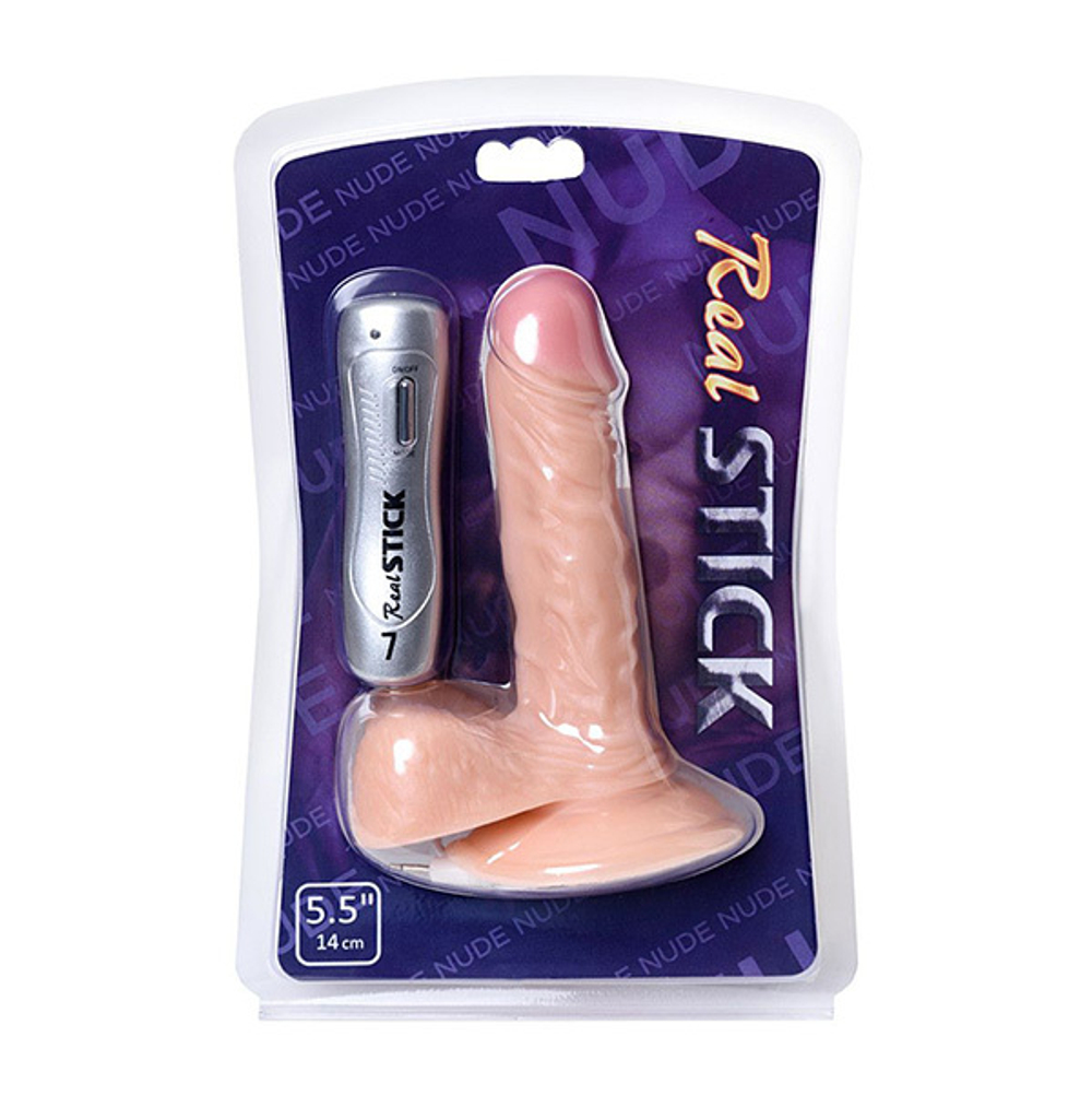 Вибратор 17см на присоске с 7 режимами вибрации ToyFa RealStick Nude 581005
